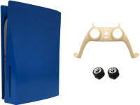 Комплект для кастомизации PS5 (синий): съёмные боковые панели + съёмная панель для DualSense + высокие накладки на стики Death Stranding
