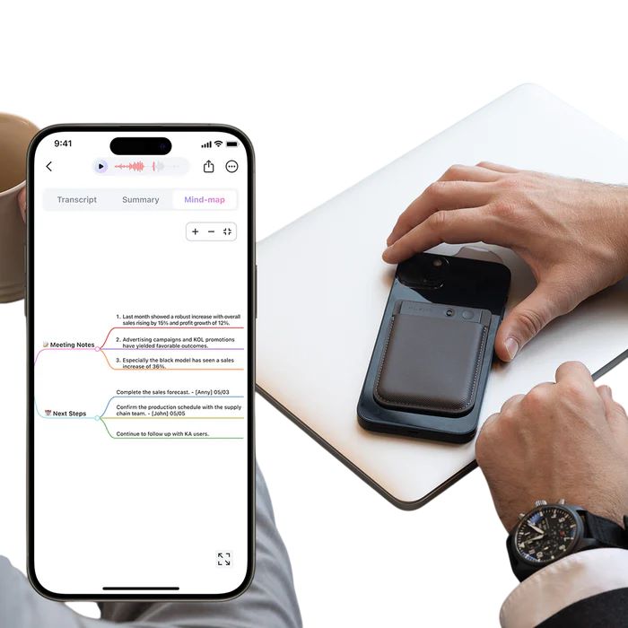 Диктофон PLAUD NOTE Silver с искусственным интеллектом ChatGPT, 64 Гб