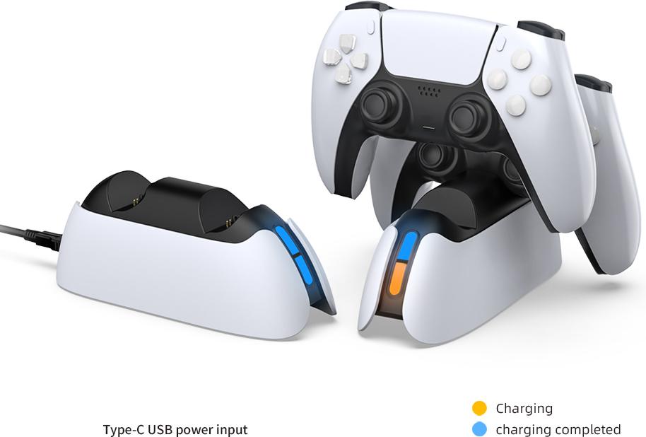 Зарядная станция DOBE для 2-х геймпадов Sony Dualsense RGB (белая) (TP5-05103)