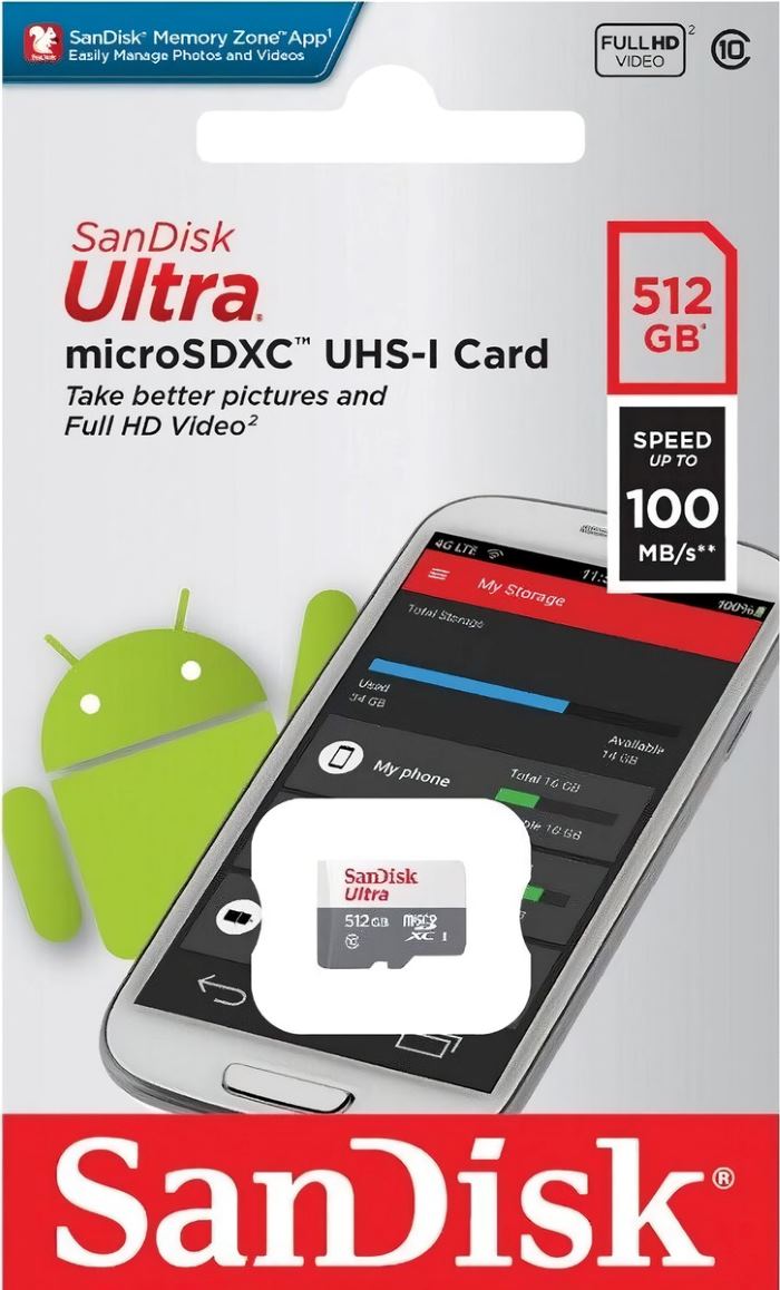 Карта памяти MicroSD 512Gb SanDisk Ultra Class 10