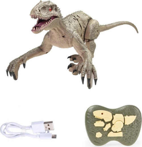 Радиоуправляемый робот CS toys серый динозавр Raptor Индоминус Рекс (3701-1A)
