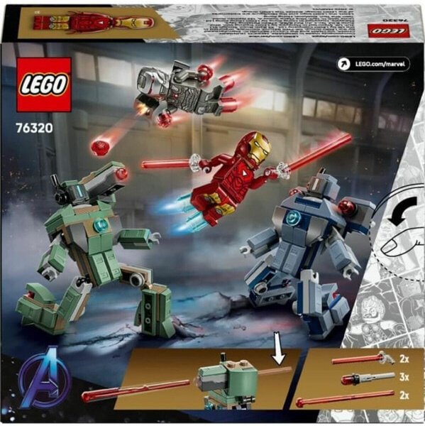 (EU) Конструктор LEGO Marvel Железный человек и Боевая машина против Дронов-молотов (76320)
