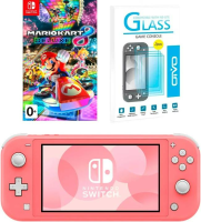 Nintendo Switch Lite 32GB Coral Pink + 2 защитных стекла + Игра Mario Kart 8 Deluxe