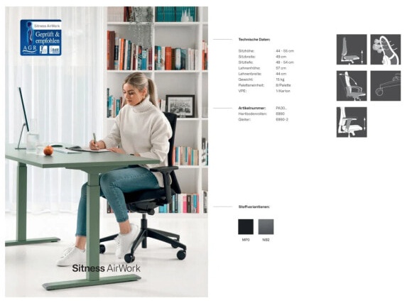 (EU) Офисное кресло Sitness AIRWORK G, 241552358, Чёрное