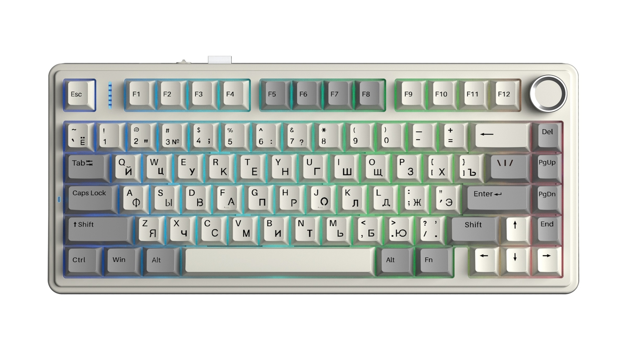 Клавиатура AULA F75 Milk White свитчи РУС, Ретро бело-серая