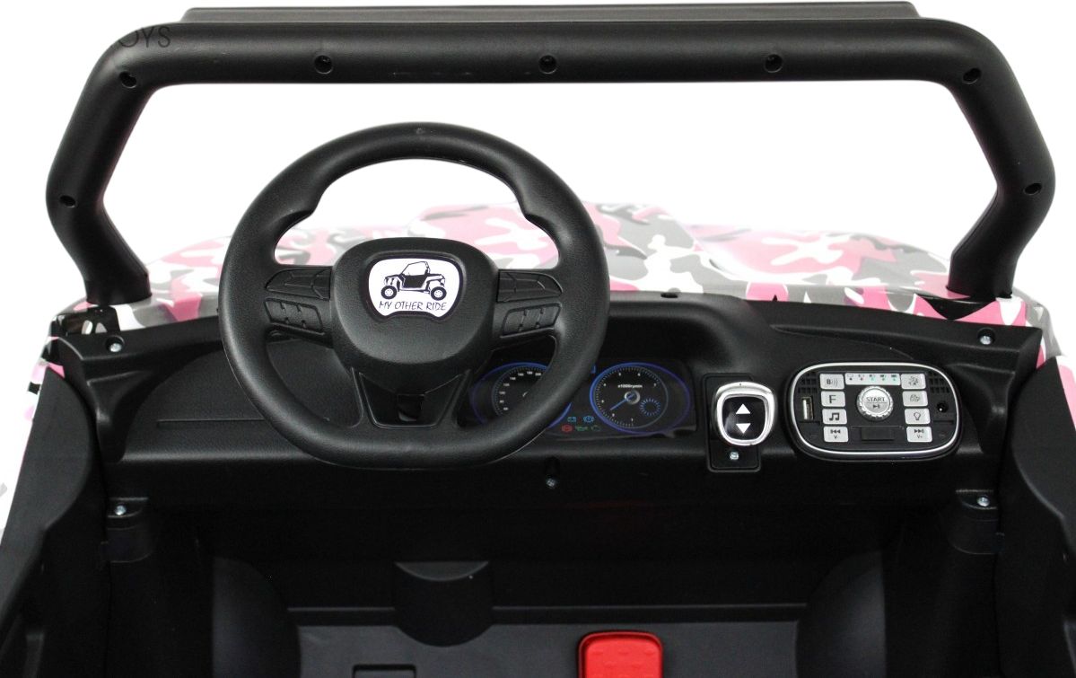 Детский электромобиль RiverToys T777TT 4WD розовый камуфляж
