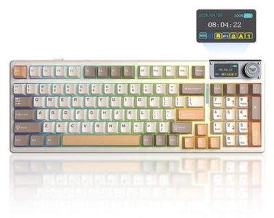 Клавиатура AULA F98Pro V3, Бело-коричнево-оранжевая