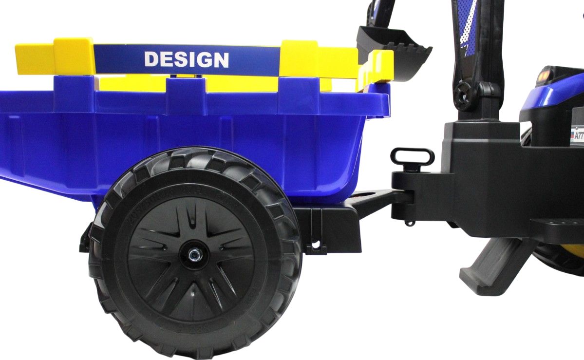 Детский электромобиль RiverToys экскаватор-погрузчик A777MP синий