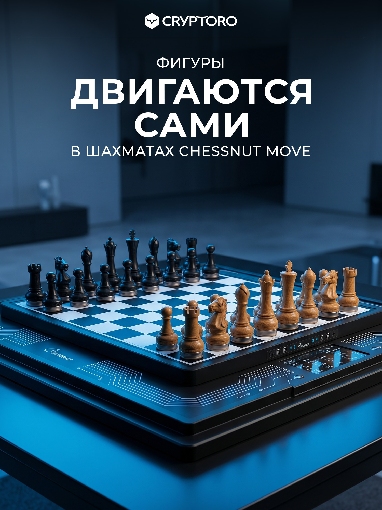 Двигающиеся шахматы Chessnut Move с искусственным интеллектом (Wooden Pieces)