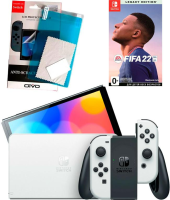 Nintendo Switch OLED 64GB (белый) AZ + пленка на экран + игра FIFA 22