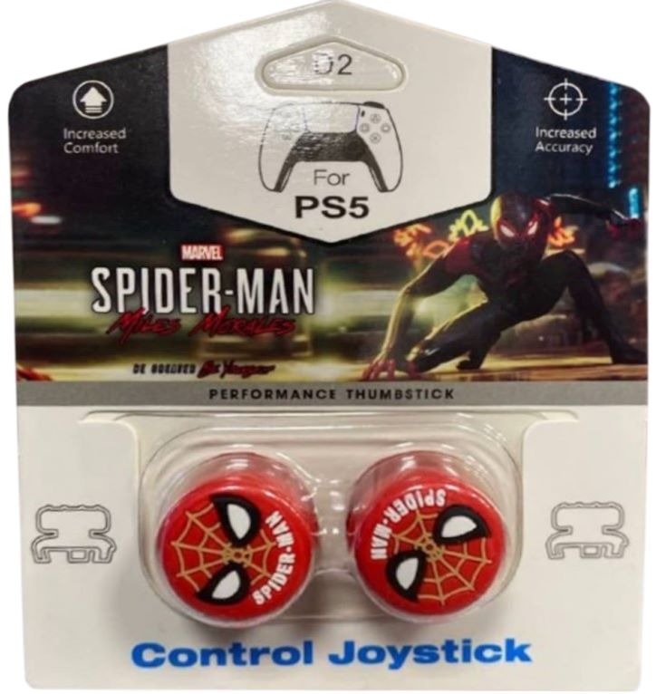 Высокие накладки на стики CQC Marvel Spider-Man Miles Morales для геймпада DualSense (красный)
