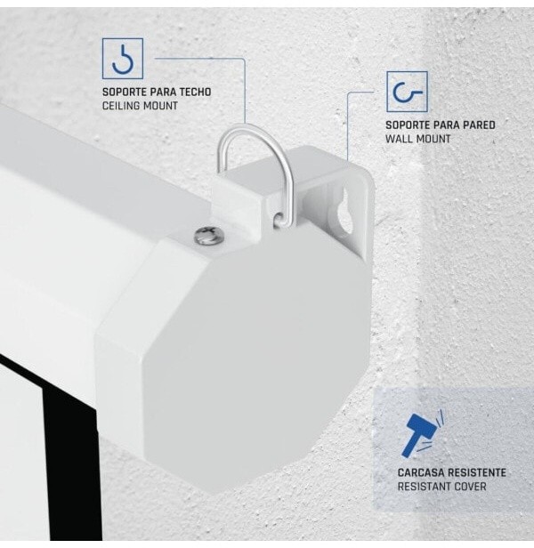 (EU) Аксессуар для проектора Iggual PSIMS203 92" экран рулонный ручной (16:9, 203x114 см) , Белый