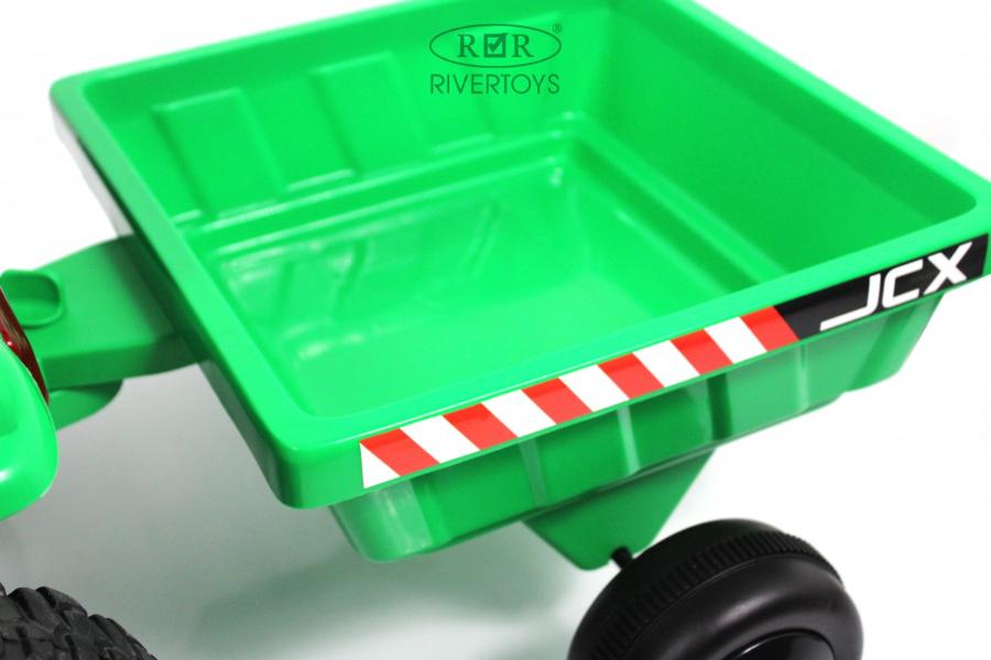 Детский электромобиль RiverToys трактор-погрузчик T333TT зеленый