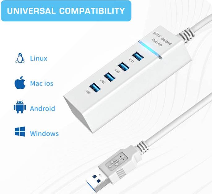Разветвитель OIVO 4 разъёма USB 3.0 IV-P5223