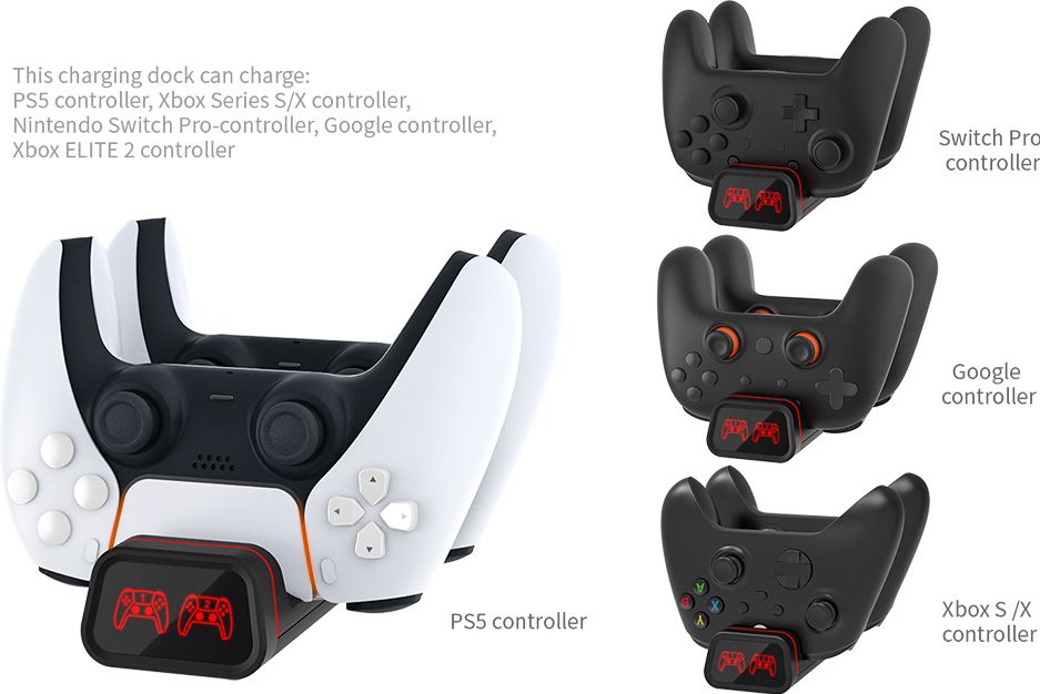 Зарядная станция DOBE для 2-х геймпадов Xbox/PS5 Dual Charge (TYX-0613B)