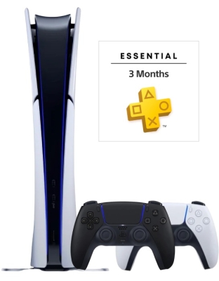 Sony PlayStation 5 Slim Digital (PS5 Slim, EU) + 2-й геймпад (чёрная полночь) + PS Plus Essential на 3 месяца (тур.)