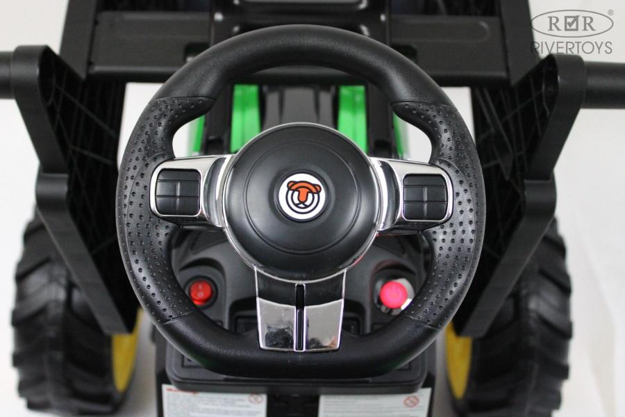 Детский электромобиль RiverToys экскаватор-погрузчик A777MP зеленый