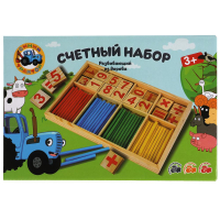 Игрушка деревянная Синий ТРАКТОР счетный набор Буратино в кор.120шт W003-STR