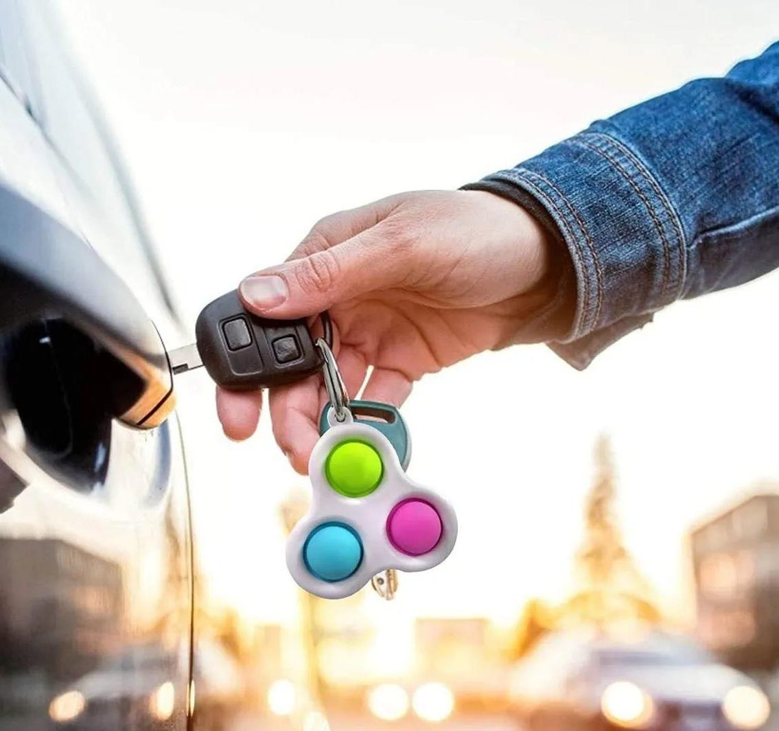 Брелок-игрушка Simple Dimple Тройной (синий металлик) антистресс (тактильная, сенсорная)