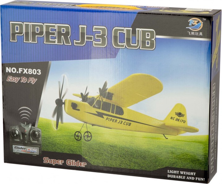 Радиоуправляемая модель Fei Xiong самолёт Piper Cub J3 для начинающих (FX803) Blue