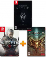 ИгроПак для Nintendo Switch: The Elder Scrolls V: Skyrim + Ведьмак 3: Дикая охота + Diablo III: Eternal Collection