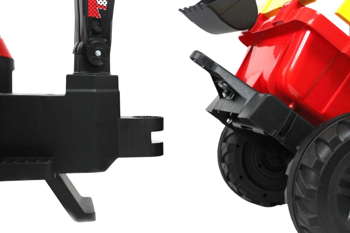 Детский электромобиль RiverToys экскаватор-погрузчик A777MP красный