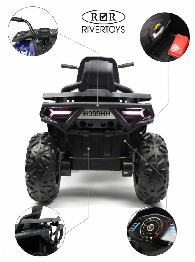 Детский электроквадроцикл RiverToys H999HH синий Spider