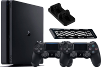 Sony PlayStation 4 Slim (500GB) (PS4, CUH-2200A)(AZ) + 2-й геймпад + зарядная станция + стенд