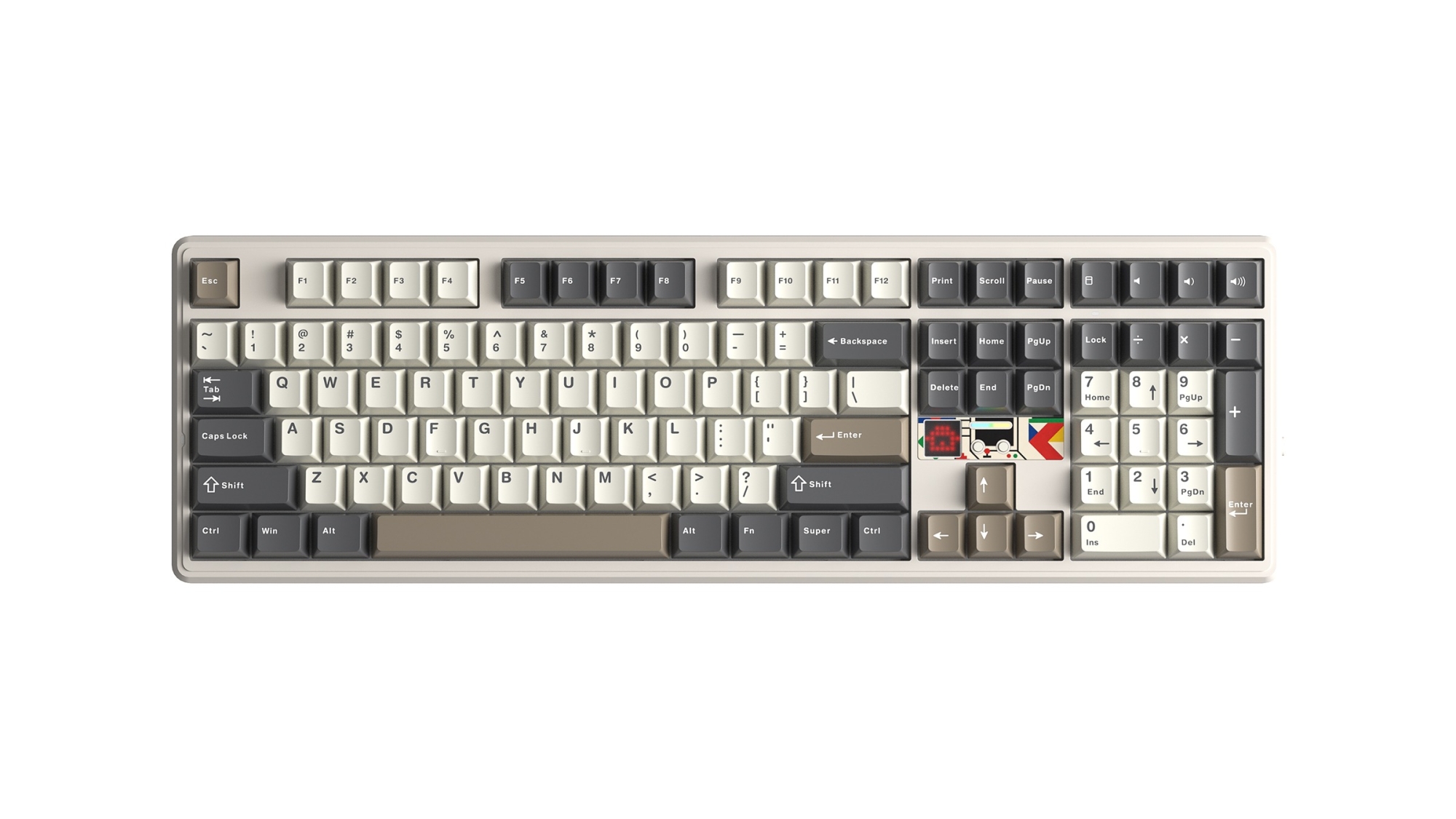 Клавиатура AULA F108 Pro V2, Бежево-коричнево-чёрная