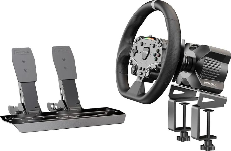 Игровой руль MOZA R3 Bundle (R3 Base, ES Wheel, SR-P Lite double Pedals, Table Clamp) RS053