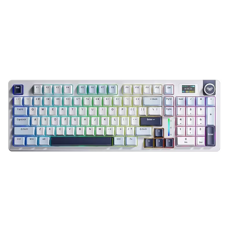 Клавиатура AULA S98Pro 3in1 RGB, синие свитчи, Бело-сине-тёмно-пурпурная