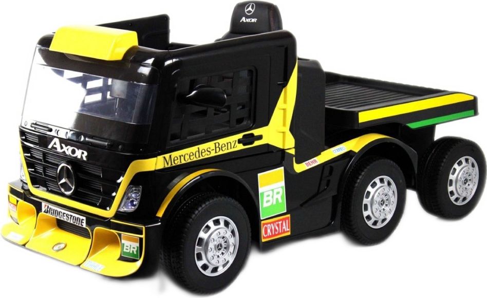 Детский электромобиль RiverToys Mercedes-Benz Axor с прицепом (H777HH) желтый