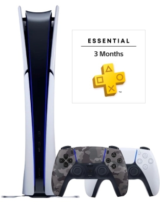 Sony PlayStation 5 Slim Digital (PS5 Slim, EU) + 2-й геймпад (серый камуфляж) + PS Plus Essential на 3 месяца (тур.)