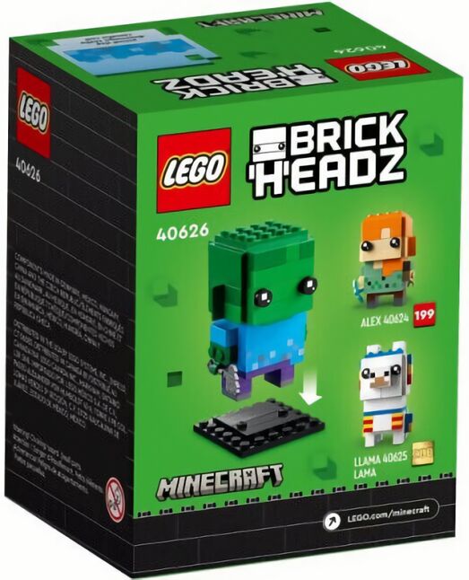 (EU) Игрушка-конструктор LEGO Brick Headz Майнкрафт: Зомби (40626)
