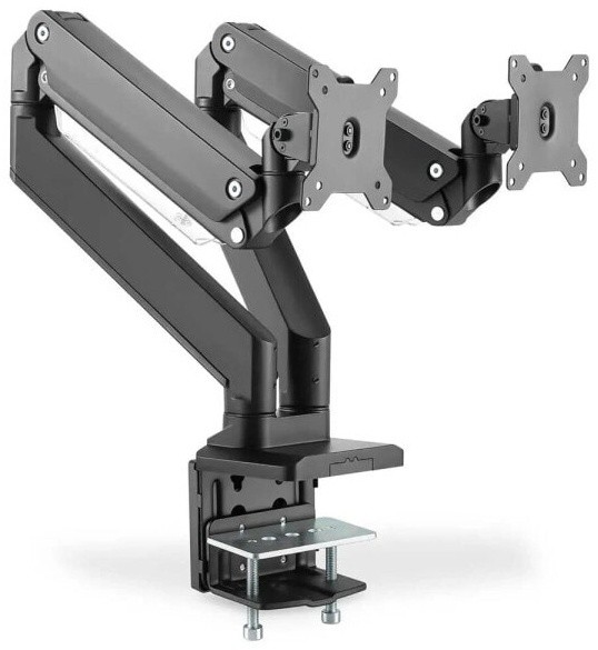 (EU) Аксессуар для монитора Digitus DA-90427 Dual Gas Spring Monitor Desk Mount (для 2 мониторов 15-35", газлифт, 30 кг, VESA 75/100, наклон/поворот/вращение, Cable Management, крепление-струбцина) , Чёрный