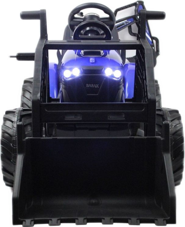 Детский электромобиль RiverToys экскаватор-погрузчик A777MP синий