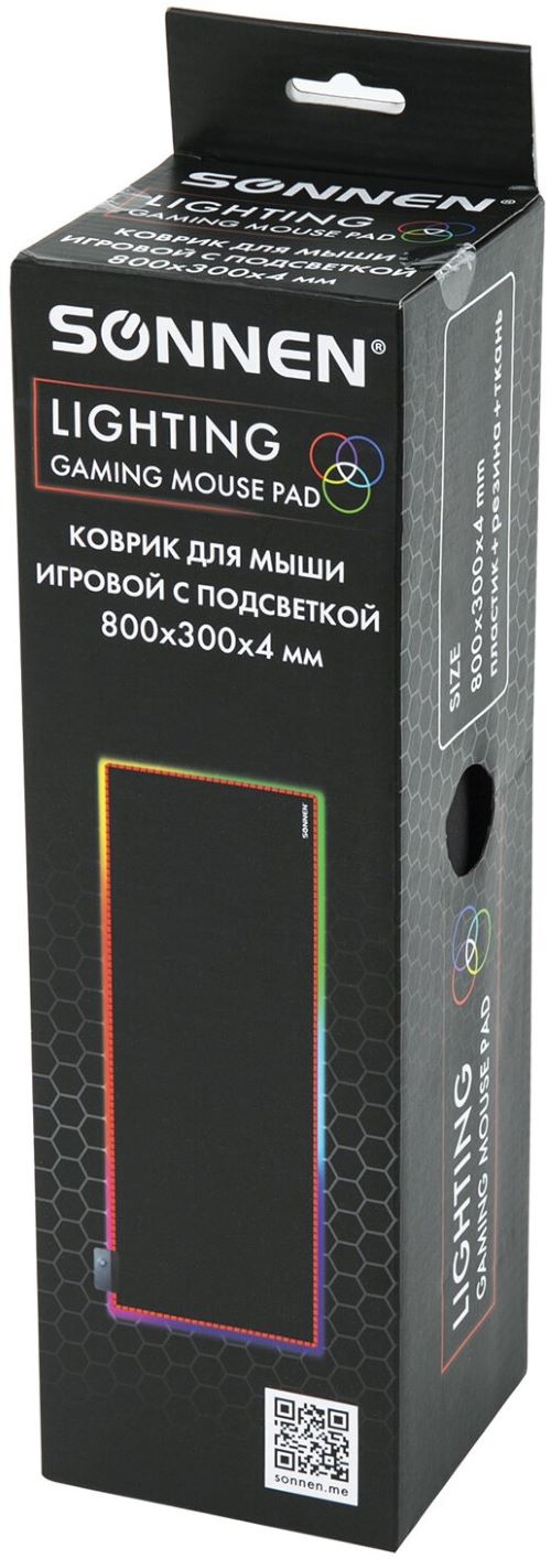 Коврик для мыши и клавиатуры игровой с подсветкой (RGB) SONNEN "CHAMELEON", 800x300х4 мм, 513614