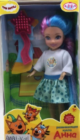 Кукла 15 см Три Кота Анна, руки и ноги сгиб, акс, кор КАРАПУЗ в кор.120шт ANNA15-3C-01