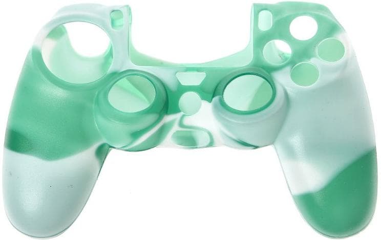 Силиконовый чехол для геймпада Sony DualShock 4 (камуфляж лайм белый/зелёный)