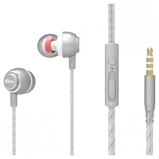 Наушники с микрофоном RITMIX RH-150M, Серебристые