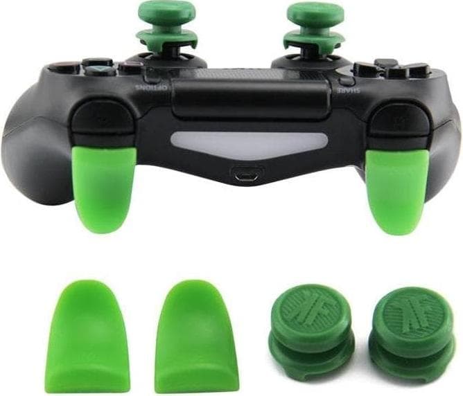 Комплект FPS Grips CQC: 2 накладки на стики + 2 накладки на триггеры геймпада Sony DualShock 4 (зелёные)