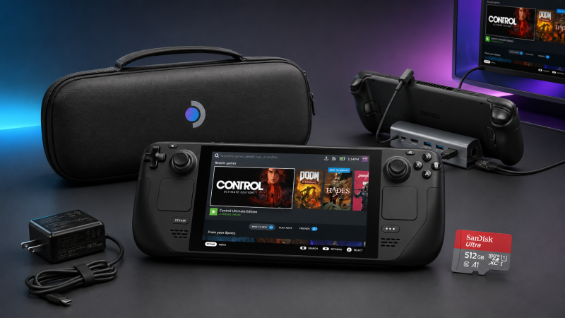 Стартовый набор для Steam Deck OLED — память, чехол, док-станция и зарядка