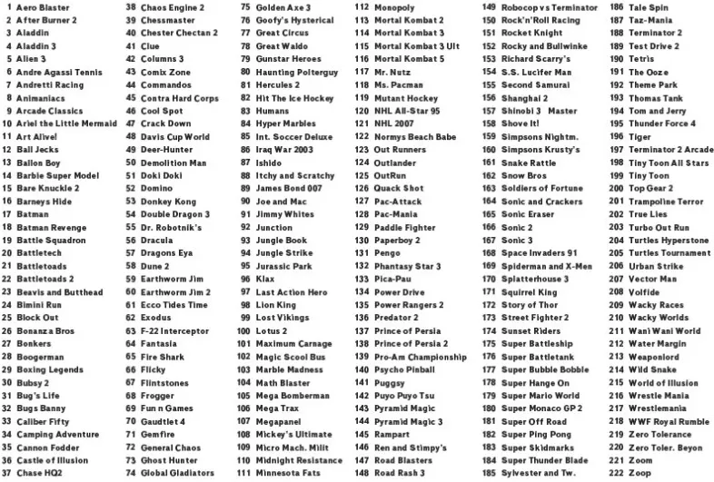 Игровая приставка 16-бит DVTech MTD 222 игры