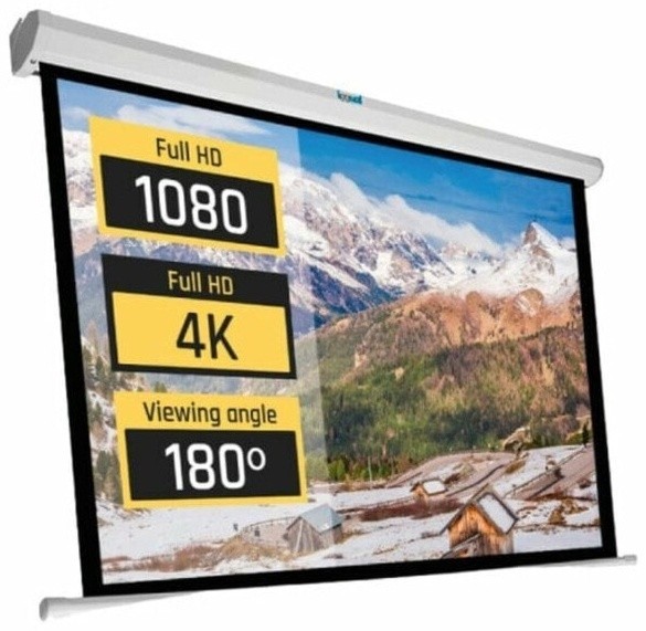 (EU) Аксессуар для проектора Iggual PSIMS203 92" экран рулонный ручной (16:9, 203x114 см) , Белый