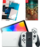 Nintendo Switch OLED 64GB (белый) AZ + пленка на экран + игра Diablo III: Eternal Collection