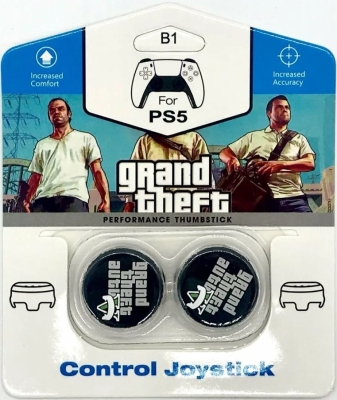 Высокие накладки на стики CQC Grand Theft Auto для геймпада DualSense (белый)