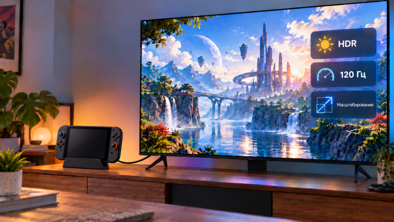 Как настроить Nintendo Switch 2 на телевизоре — HDR, 120 Гц и масштабирование
