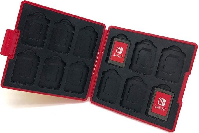 Кейс HORI на 12 игровых карт + 12 microSD Super Mario (Красный Гриб) для Nintendo Switch (дубль)