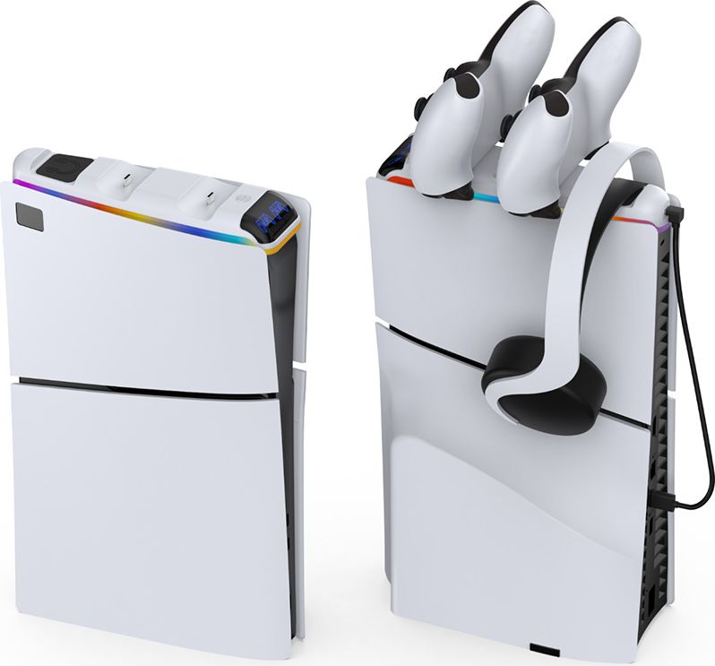 Зарядная станция DOBE для 2-х геймпадов Sony Dualsense RGB (белая) (TP5-3597)