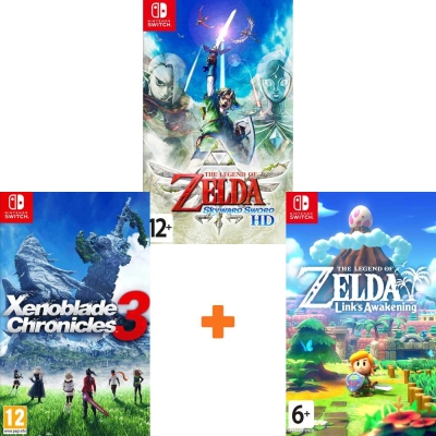 ИгроПак для Nintendo Switch: Legend of Zelda: Skyward Sword HD + Xenoblade Chronicles 3 + The Legend of Zelda: Link's Awakening